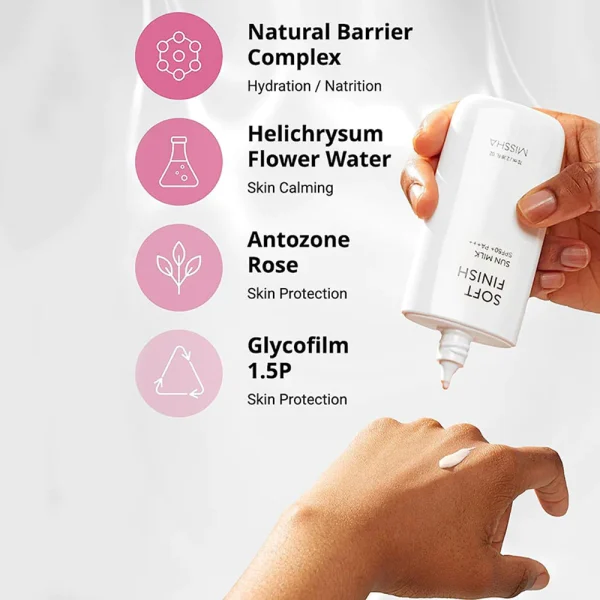 MISSHA ALL AROUND SAFE BLOCK SOFT FINISH SUN MILK SPF50+/PA+++ 70ML - Image 4