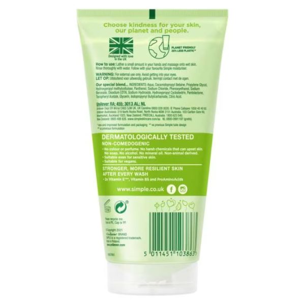 Simple Kind to Skin Refreshing Facial Gel Wash-150ml - Image 3