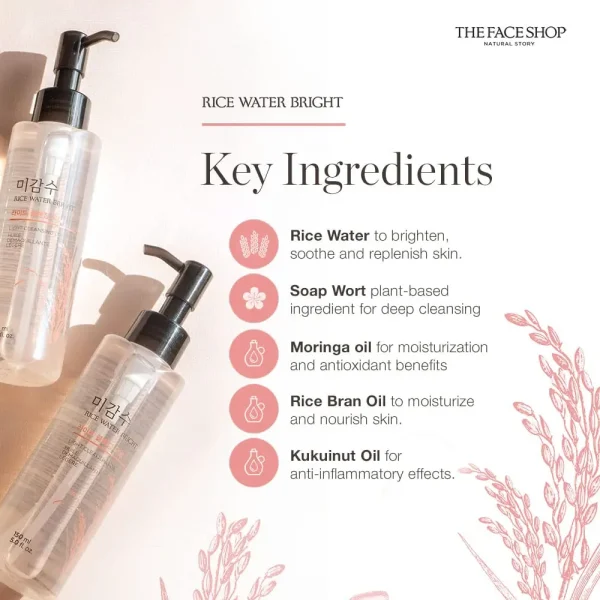 The Face Shop Rice Water Bright Cleansing Light Oil 150ml - Image 4